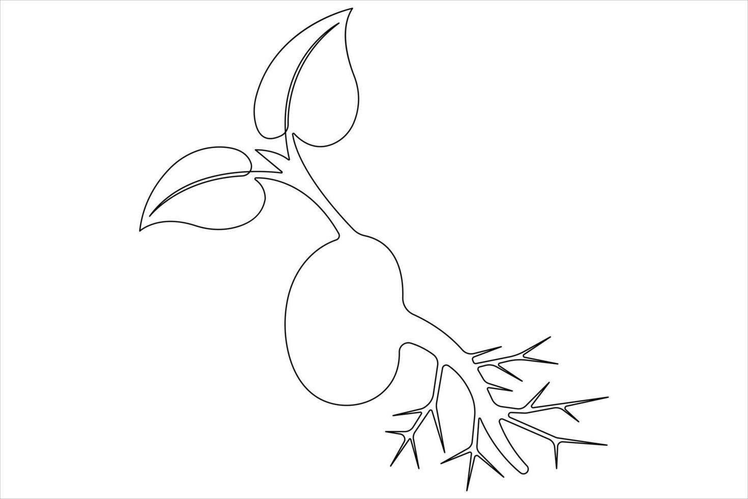 One continuous line drawing Plant growth process vector