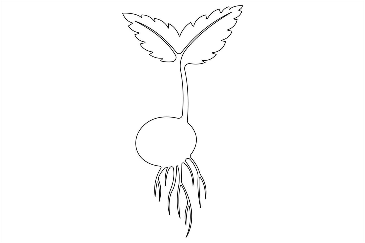 One continuous line drawing Plant growth process vector