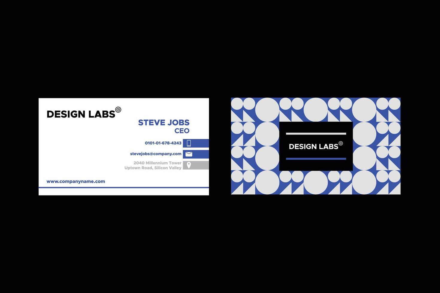 Geometric Business Card - Corporate Business Card - Geometric Pattern - Geometric Background - Circles - Blue - Use in Website Design, Packaging, Wallpaper, Poster, Banner, Profile, Brochure vector