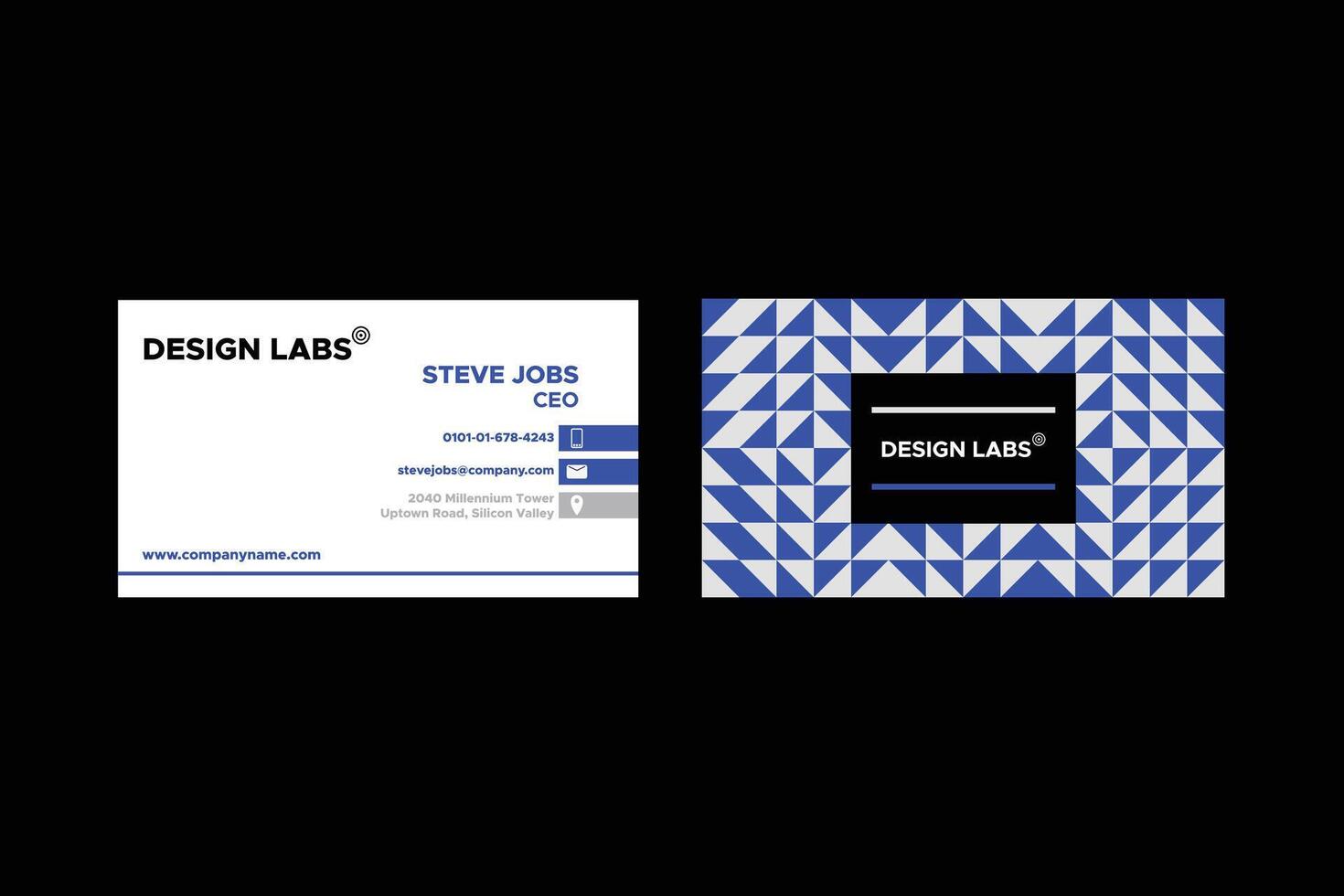 Geometric Business Card - Corporate Business Card - Geometric Pattern - Geometric Background - Triangles - Blue - Use in Website Design, Packaging, Wallpaper, Poster, Banner, Profile, Brochure vector