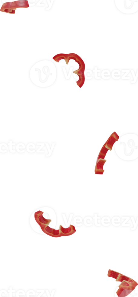 falling red paprika sliced png