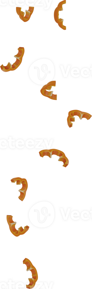 falling orange color paprika sliced png