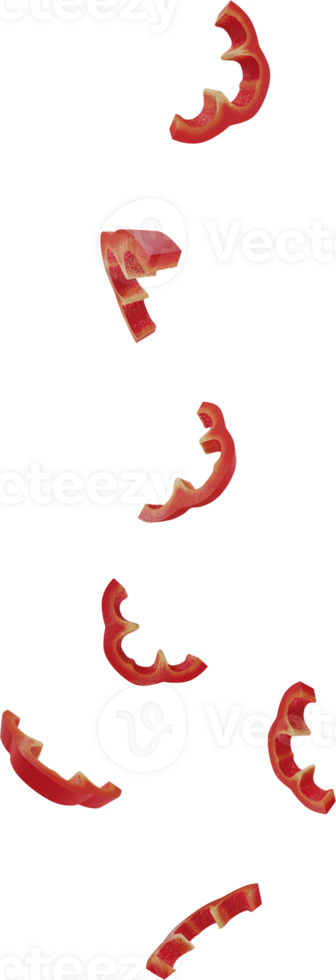 falling red paprika sliced png
