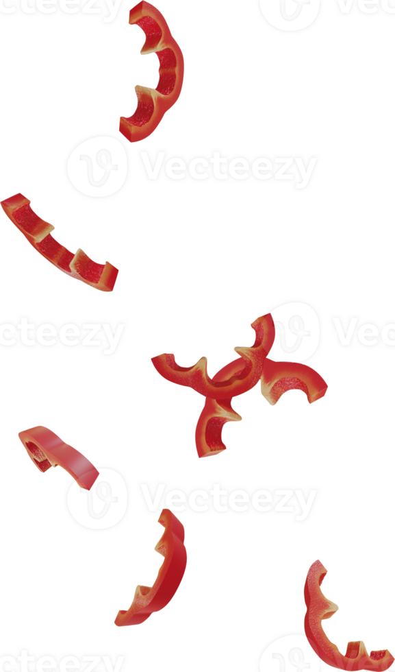 falling red paprika sliced png