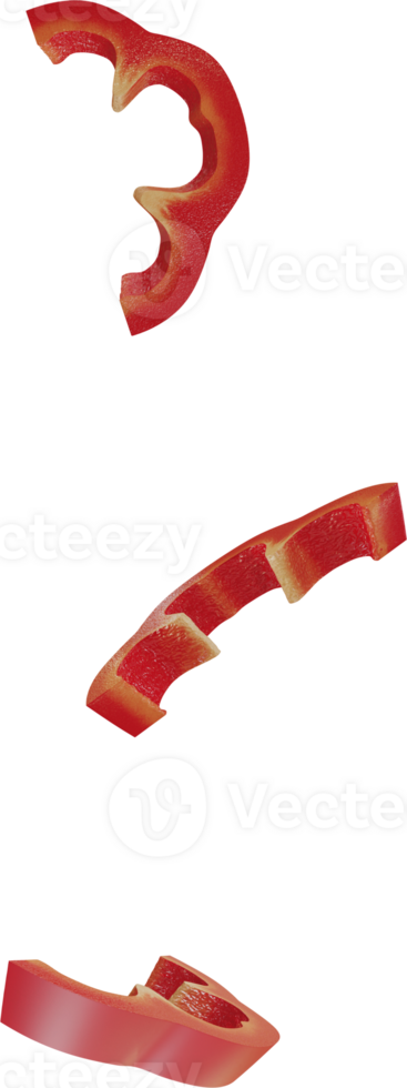 falling red paprika sliced png