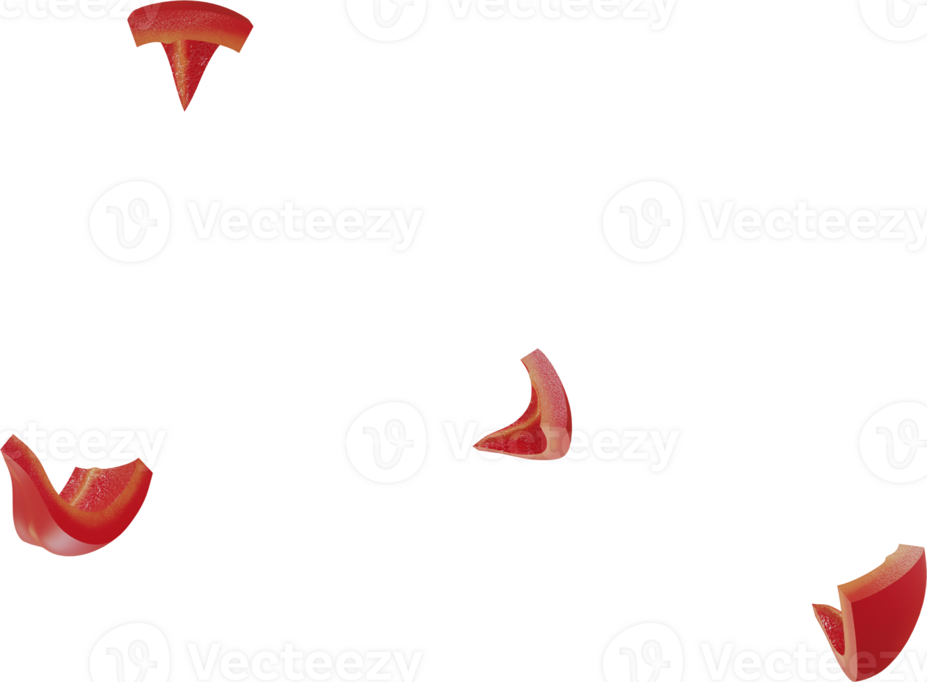 falling red paprika sliced png