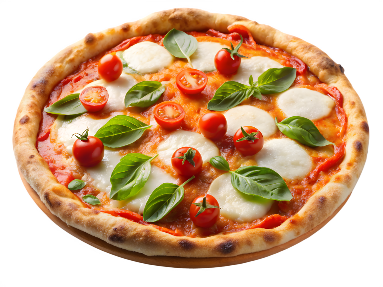 Margherita Pizza With Basil and Cherry Tomatoes png