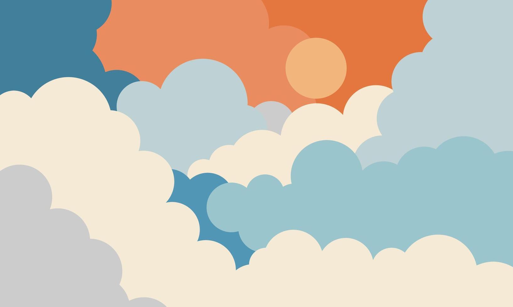 Cartoon clouds background, Sky and Clouds, Beautiful Background. Stylish design with a flat, cartoon poster, flyers, postcards, web banners. holiday mood, airy atmosphere. vector