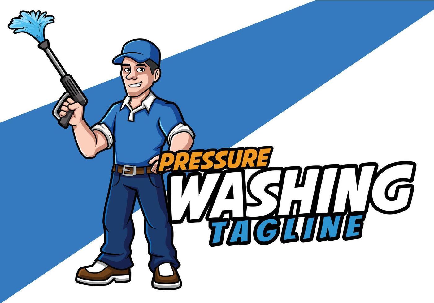 Car Pressure Washing Mascot Illustration For your Service or Business vector