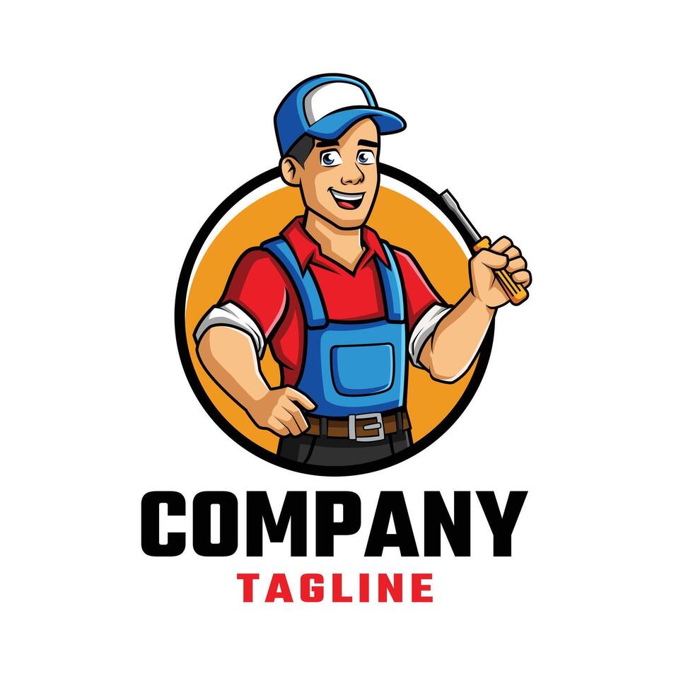 Electrician Cartoon Mascot Logo Design for Your Company vector