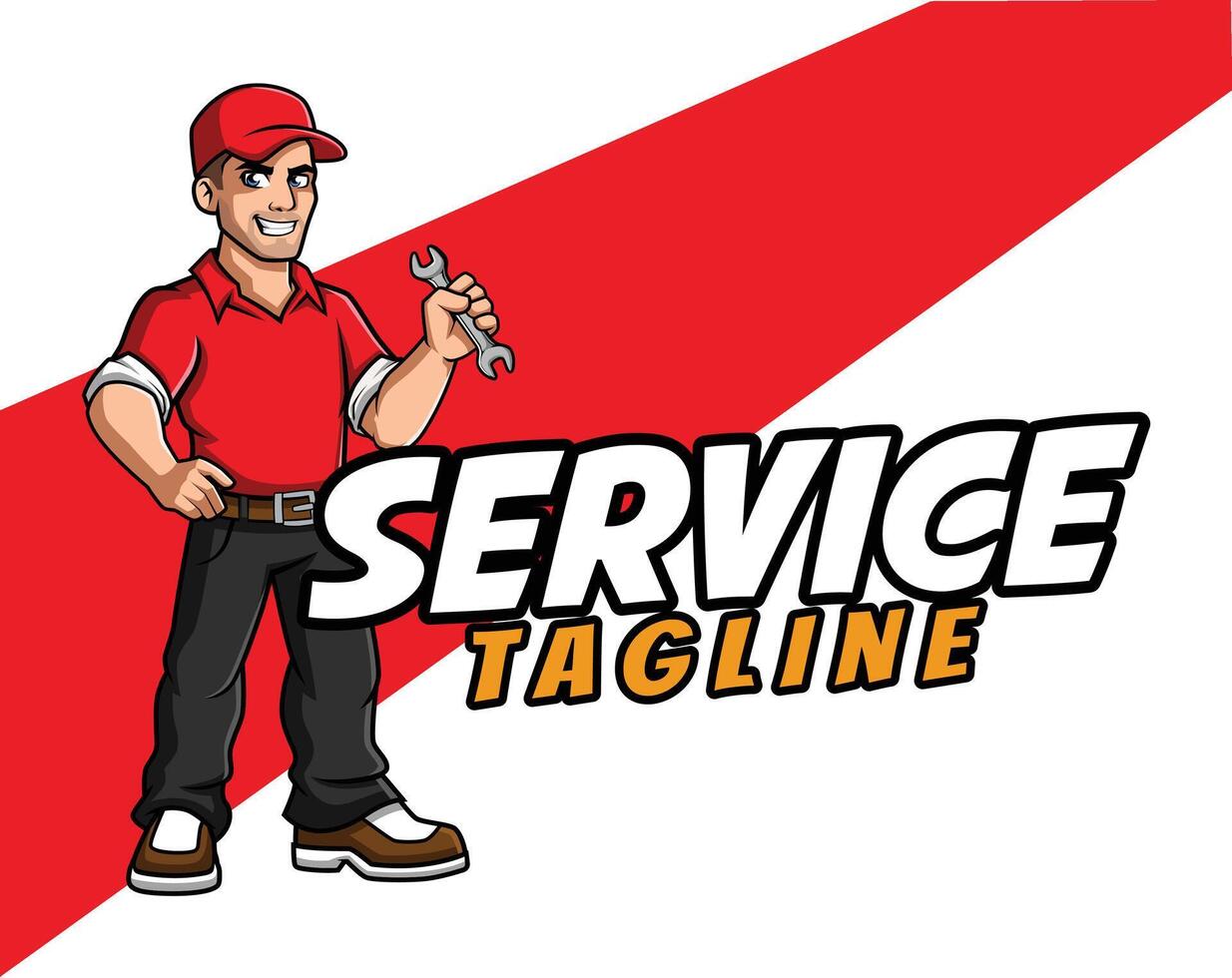 Mechanic Service Mascot Illustration for your Service or Business vector