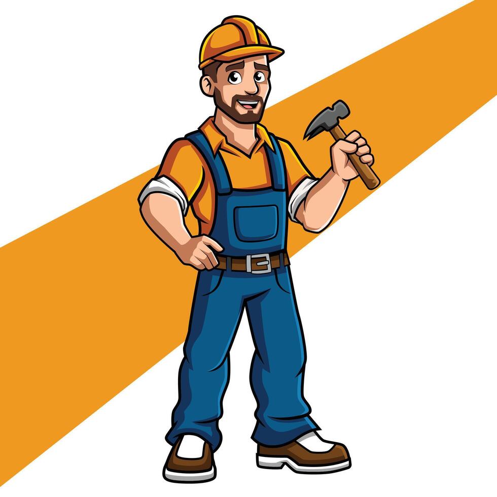 Builder Cartoon Mascot Character vector