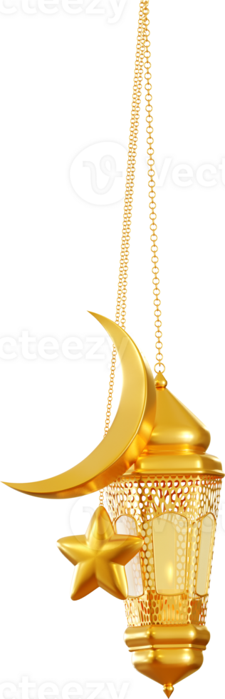 hanging lamp and moon ornament for ramadan kareem png