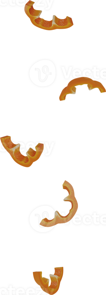 falling orange color paprika sliced png