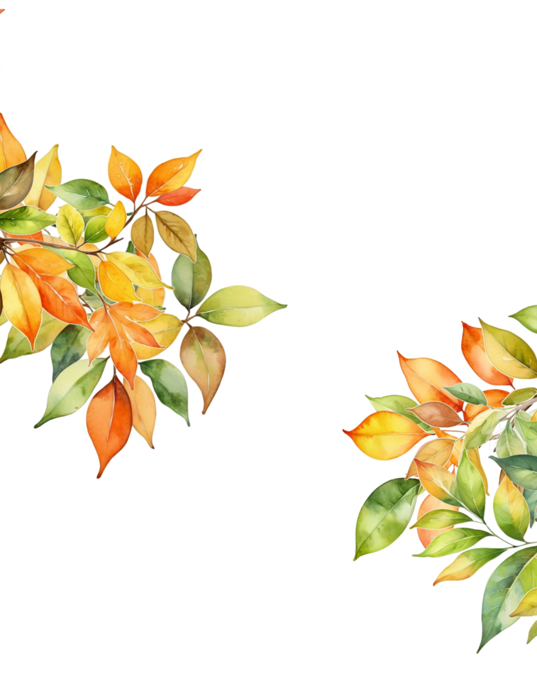 Rectangle blank frame with autumn leaves branch png