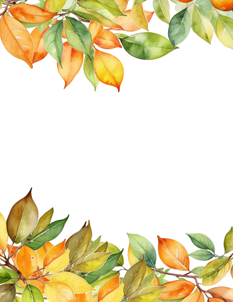 Autumn border with foliage background png