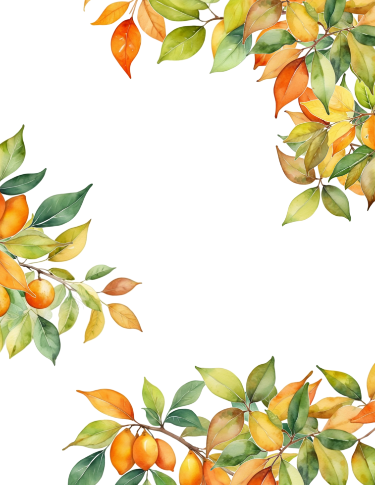 Rectangle blank frame with autumn leaves branch png