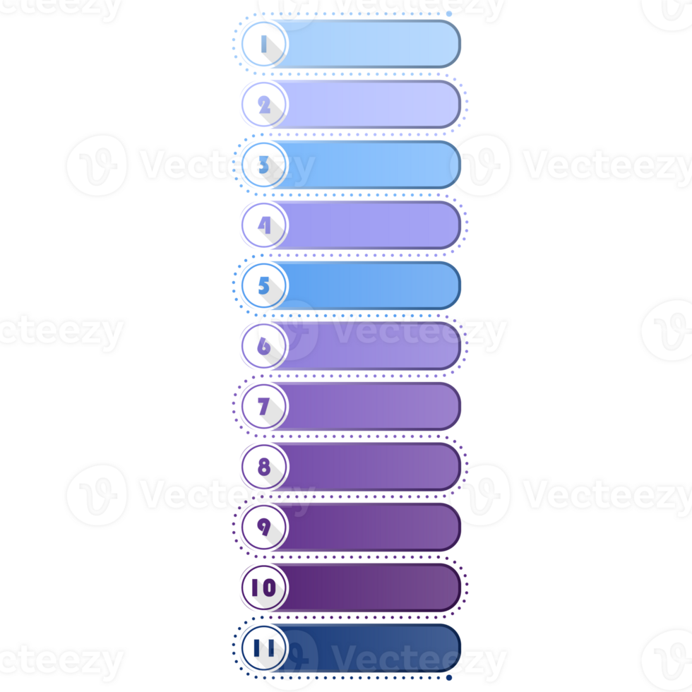 Modern infographic with 11 steps, process or options. png
