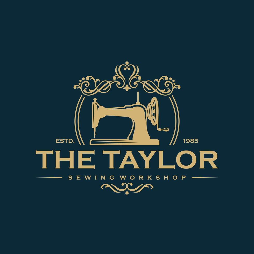 Luxury Tailor Logo Template, Sewing Silhouette, illustration vector