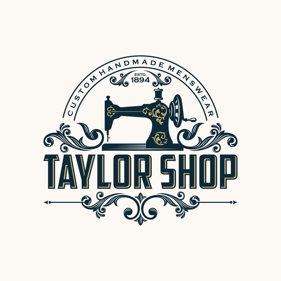 Luxury Tailor Logo Template, Sewing Silhouette, illustration vector