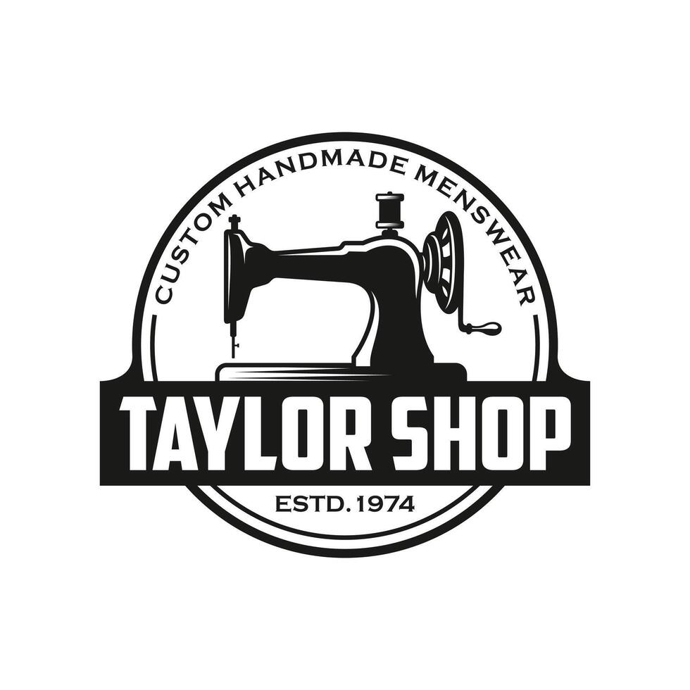 Vintage Tailor Logo. Sewing Machine Logo Template vector