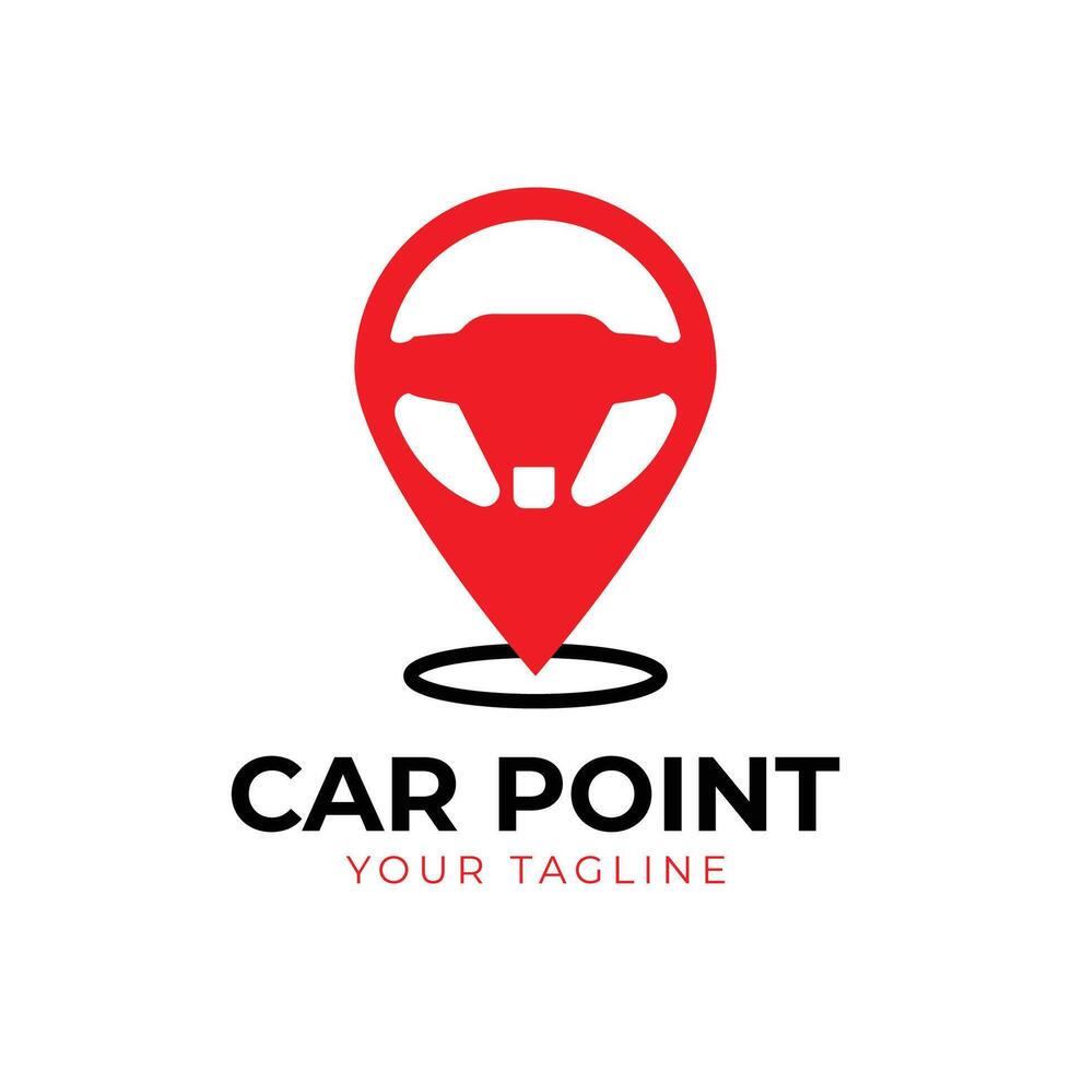 car logo design. combination Steering wheel and map symbol or icon. Unique rudder logotype design template vector