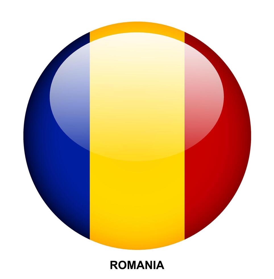 ROMANIA flag button on white background vector