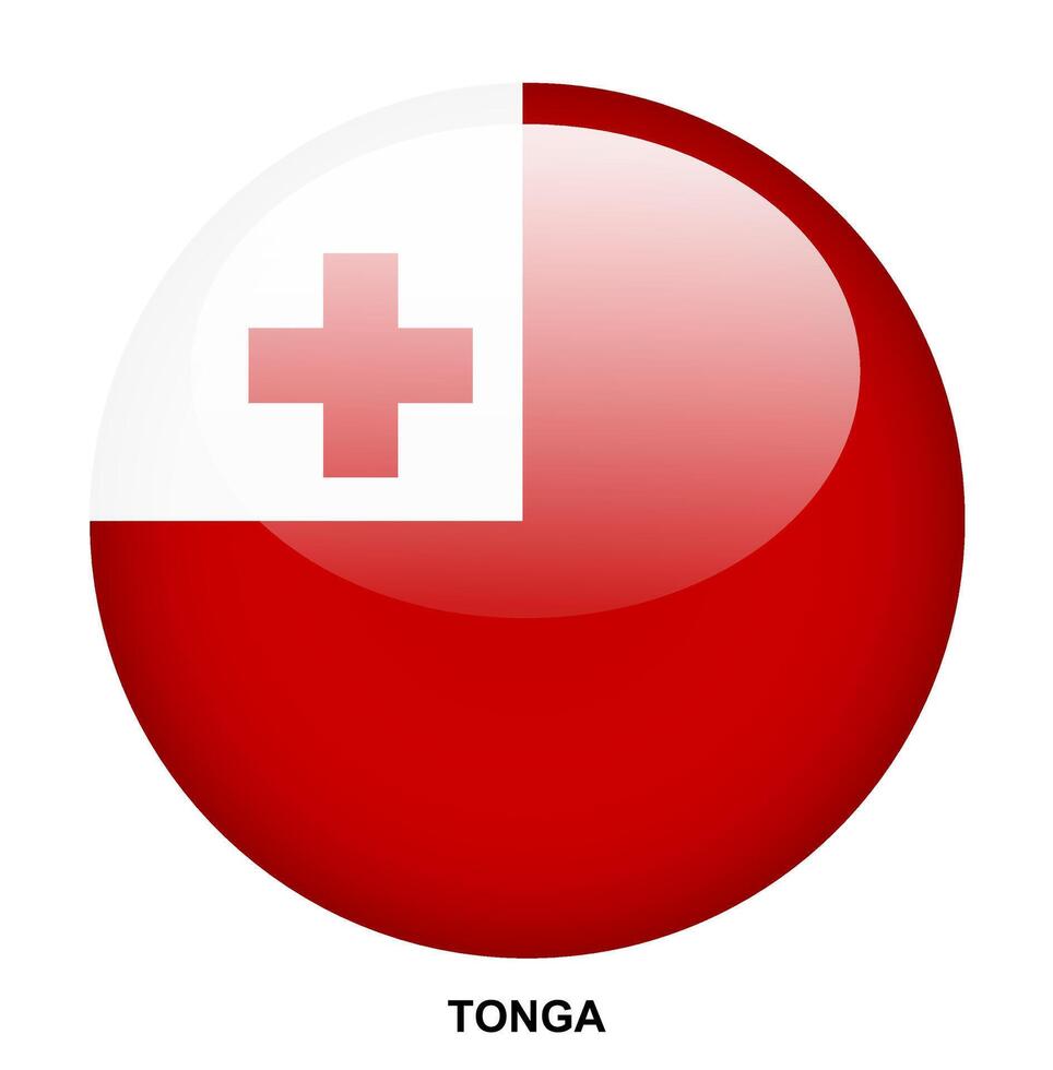 TONGA flag button on white background vector