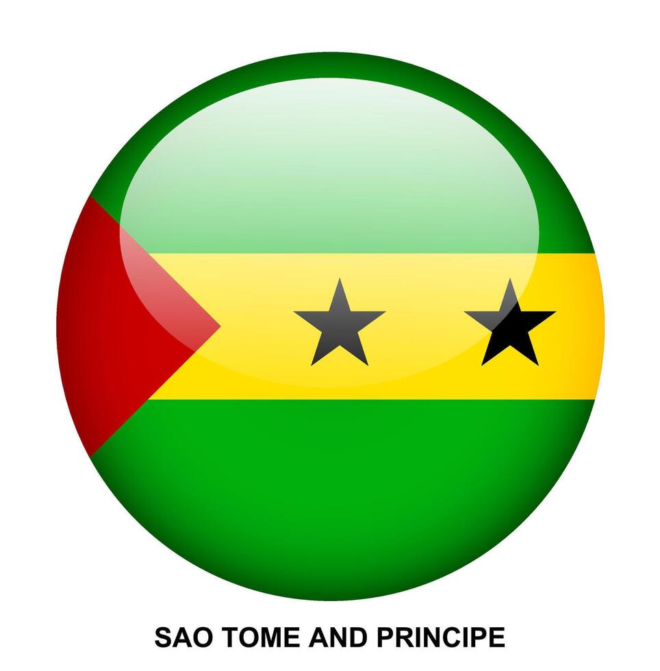 SAO TOME AND PRINCIPE flag button on white background vector
