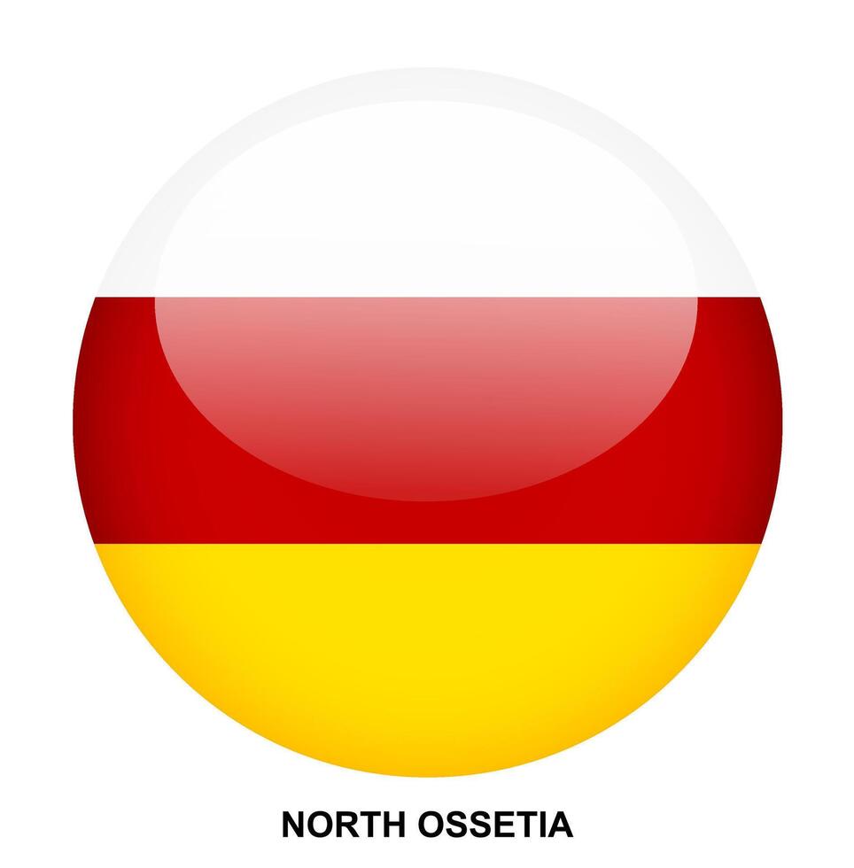 NORTH OSSETIA flag button on white background vector
