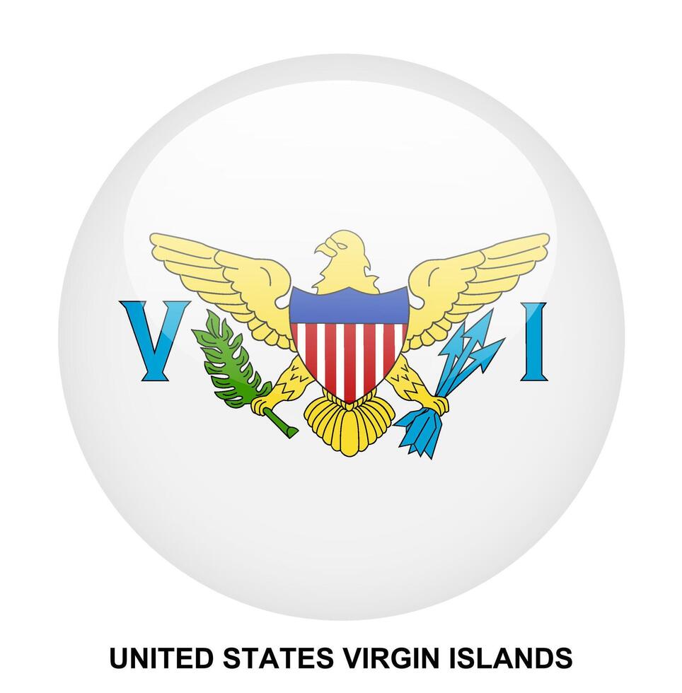 UNITED STATES VIRGIN ISLANDS flag button on white background vector