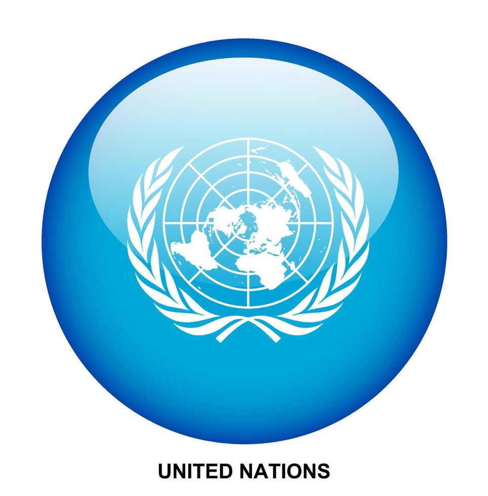 UNITED NATIONS flag button on white background vector
