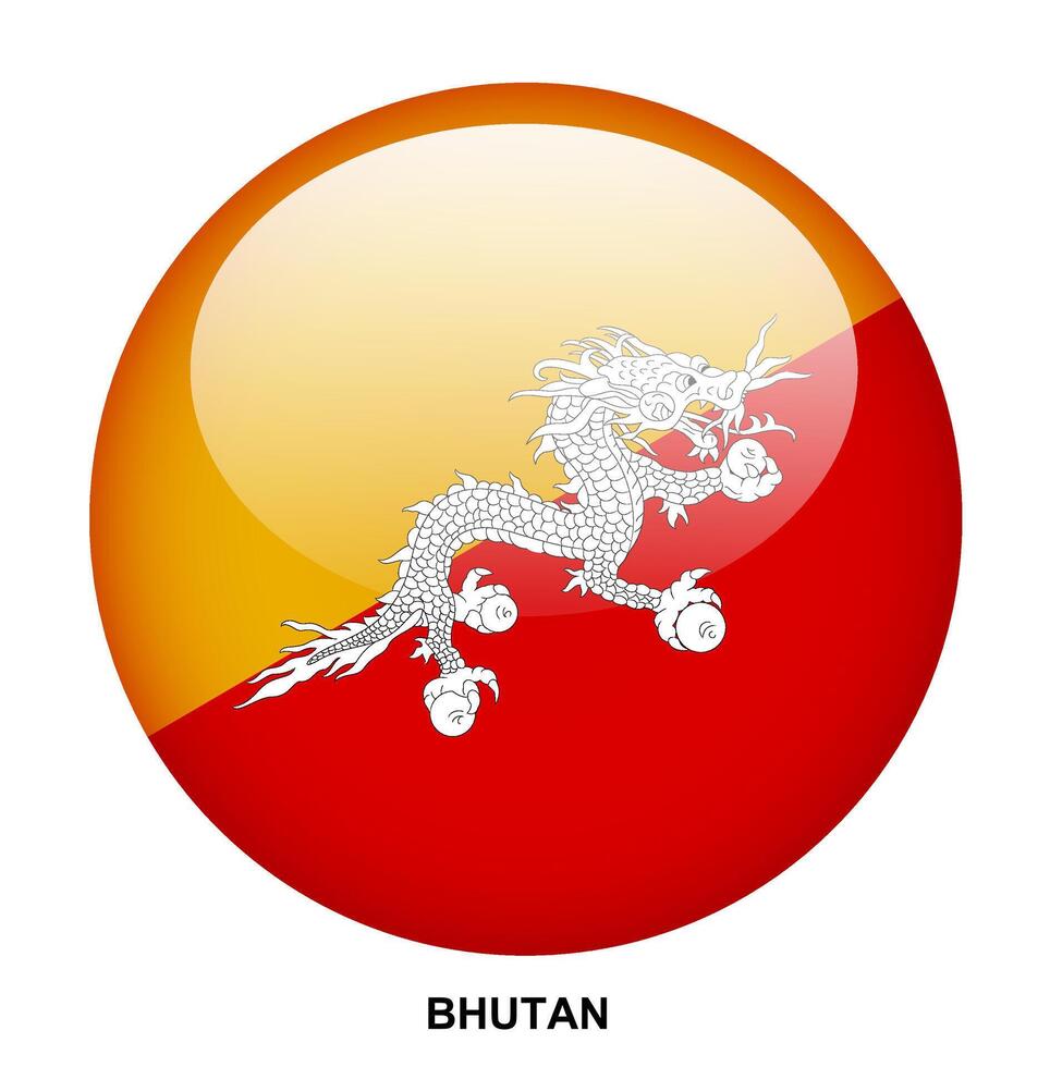 Bhutan flag button on white background vector
