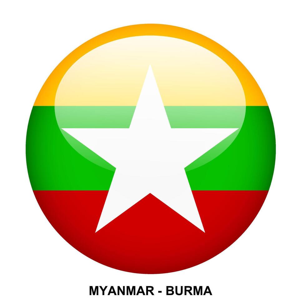 MYANMAR - BURMA flag button on white background vector