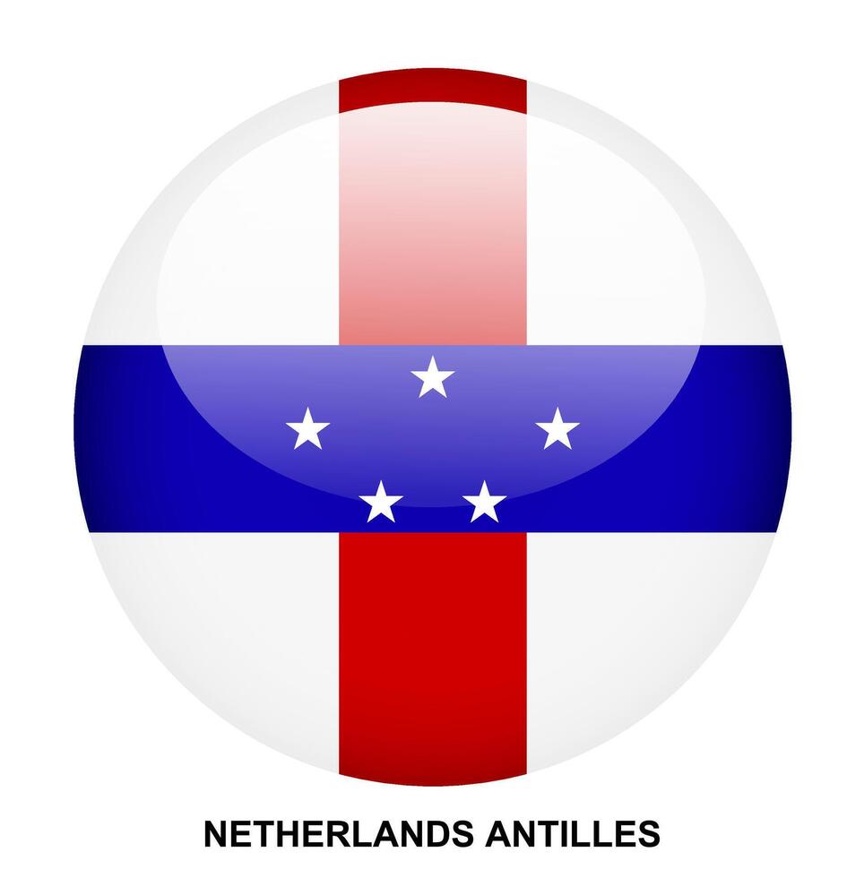 NETHERLANDS ANTILLES flag button on white background vector