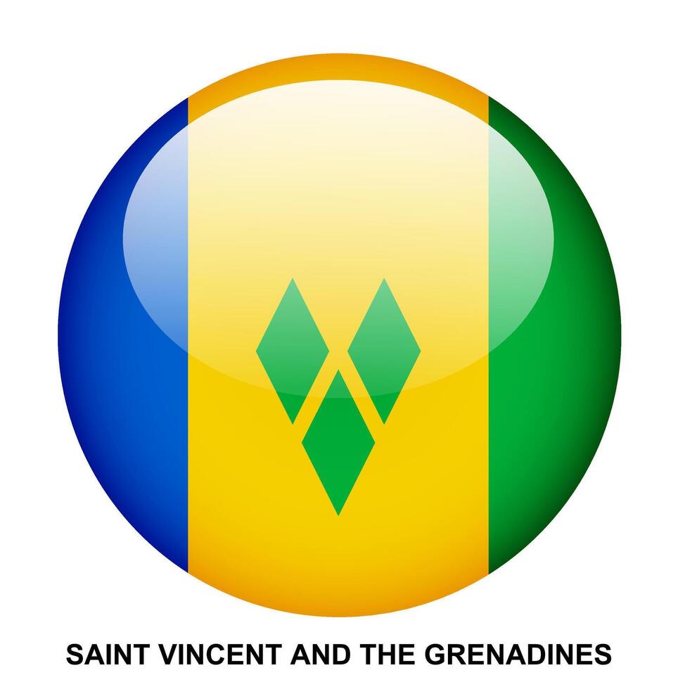 SAINT VINCENT AND THE GRENADINES flag button on white background vector
