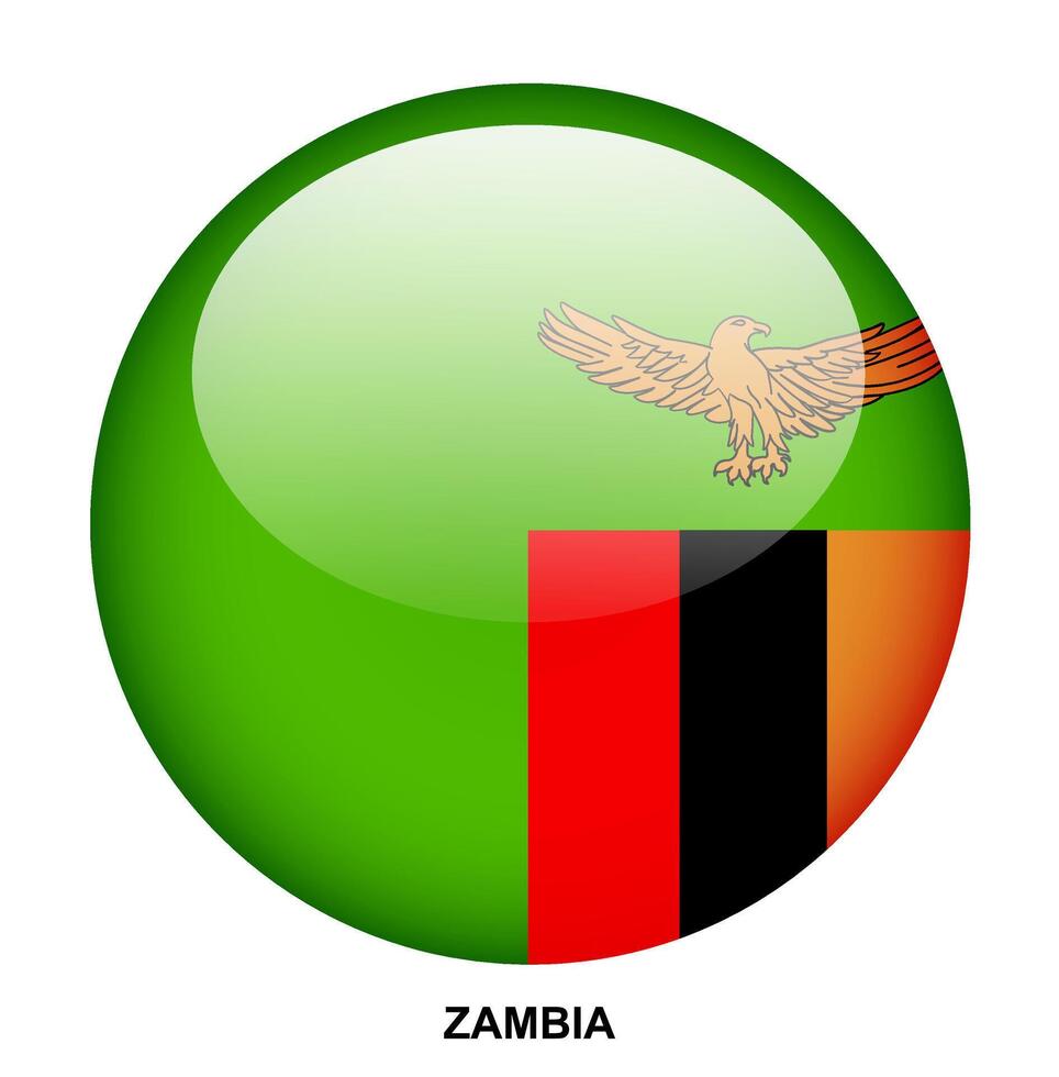 ZAMBIA flag button on white background vector