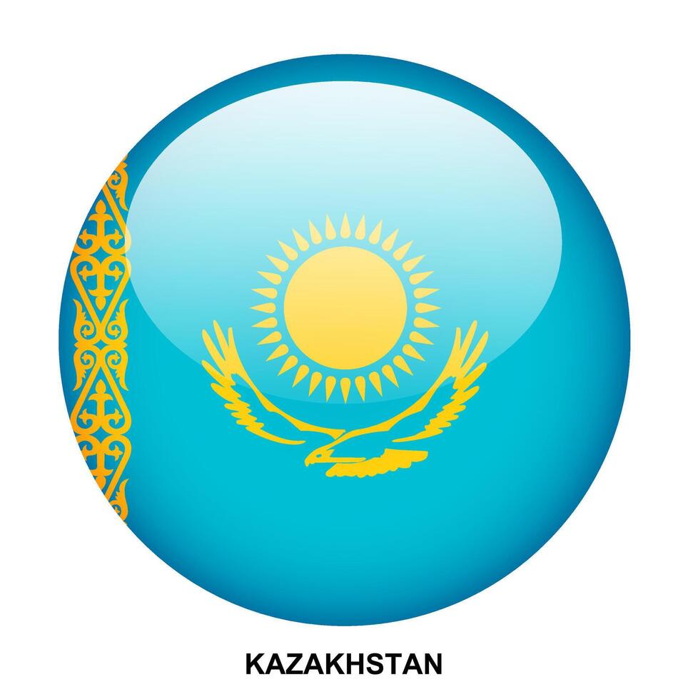KAZAKHSTAN flag button on white background vector
