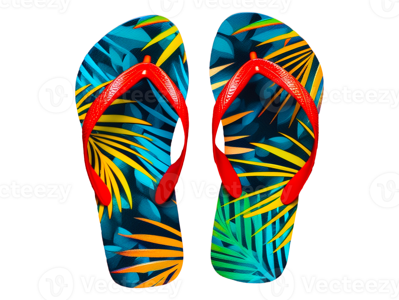 A pair of summer-themed flip flops png
