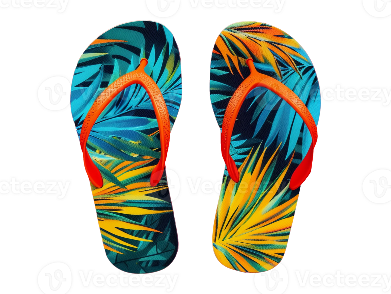 A pair of summer-themed flip flops png