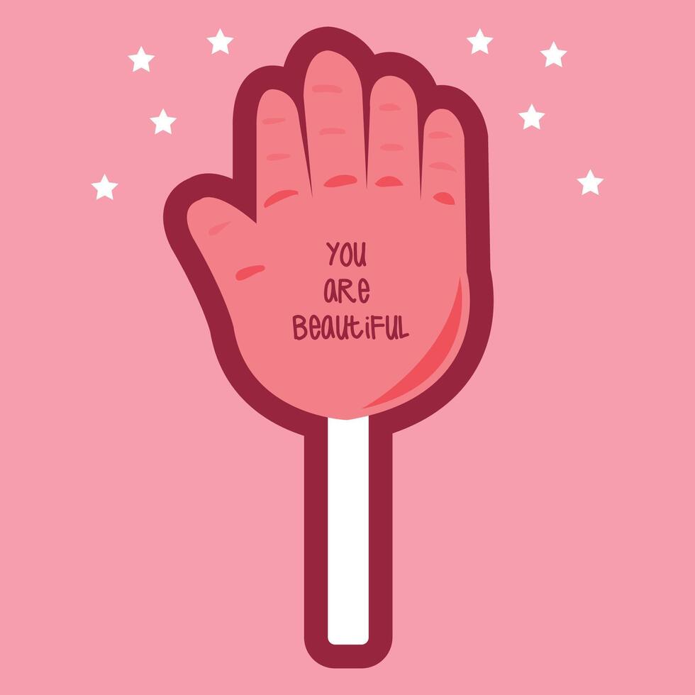 hand-shaped candy lollipop, Mexican hand lollipop with motivational phrase vector