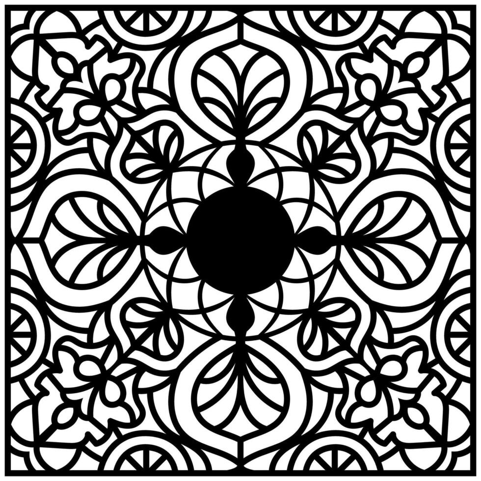 Paper lace, abstract pattern Mandala black lines on white background vector