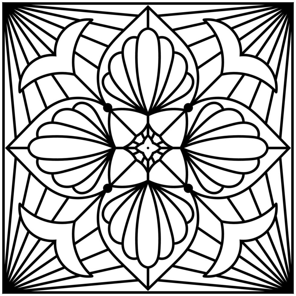Paper lace, abstract pattern Mandala black lines on white background vector