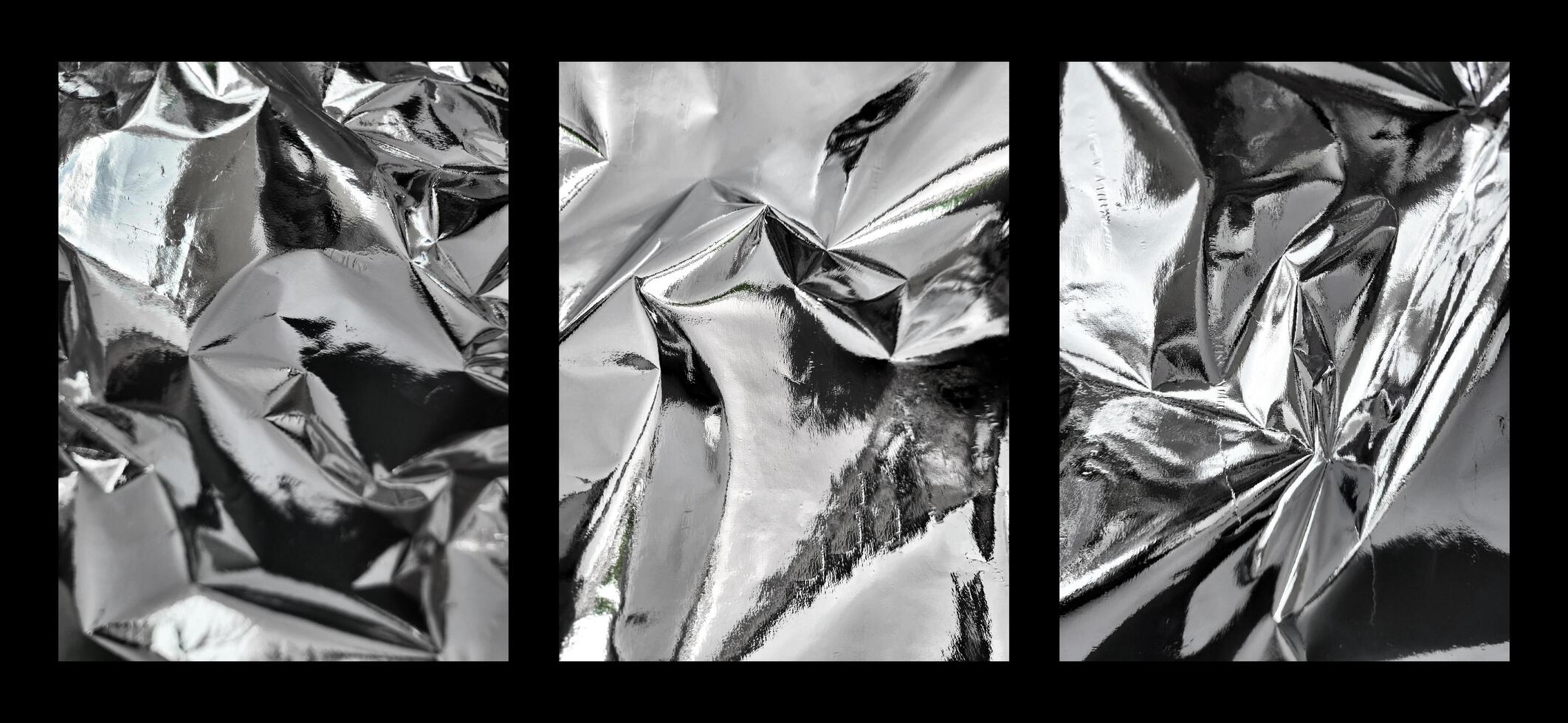 silver foil texture. graphics background for design. rumpled foil photo
