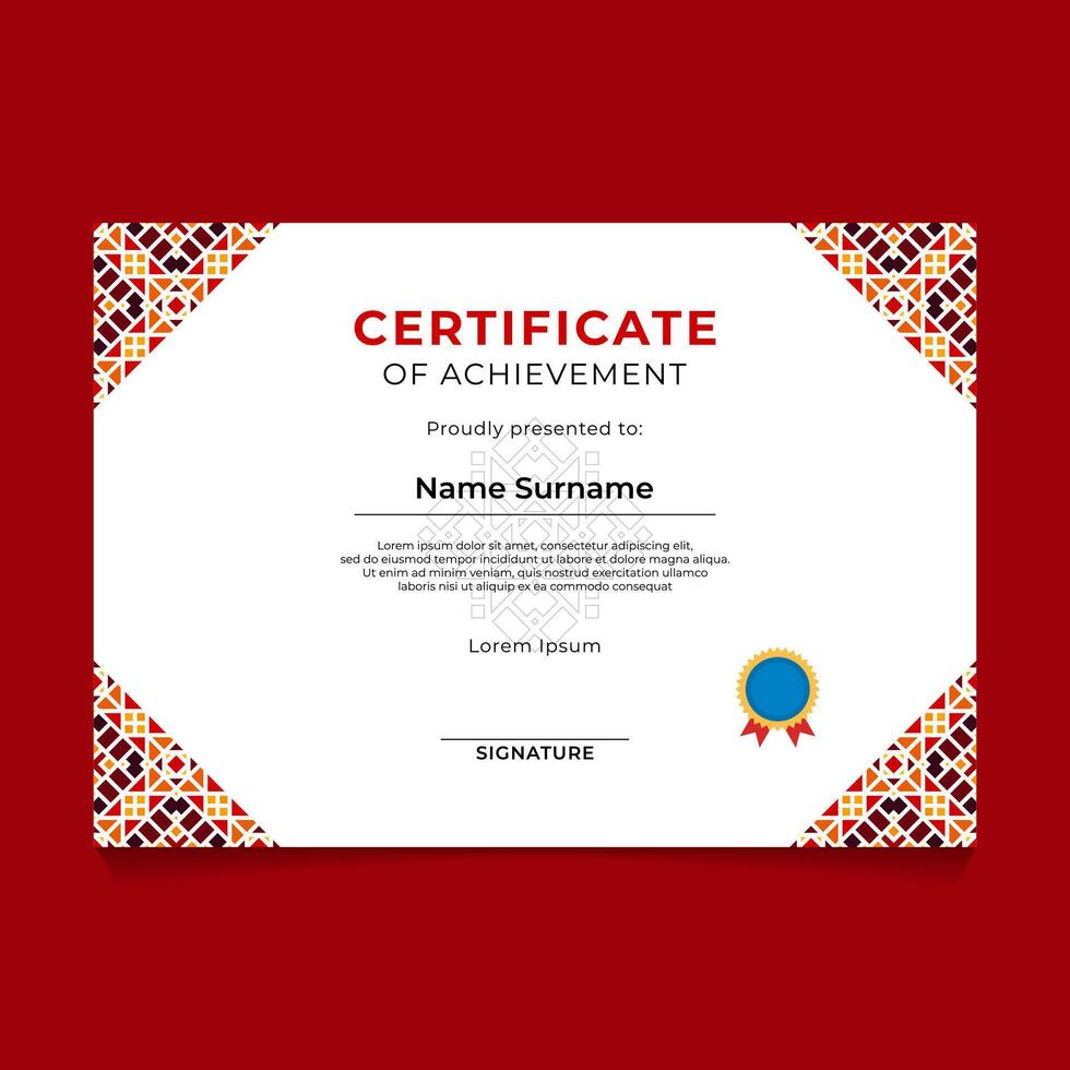 Oriental Geometric Certificate Template Design vector