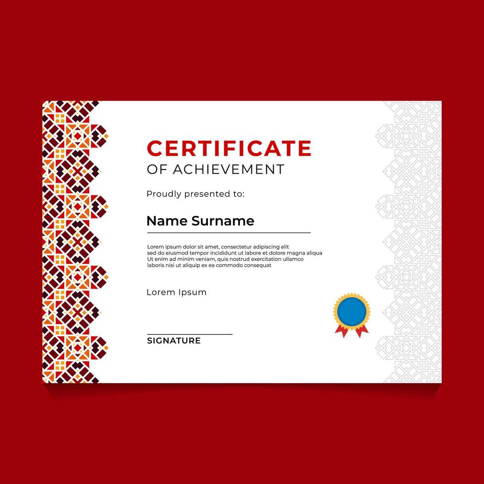 Oriental Geometric Certificate Template Design vector