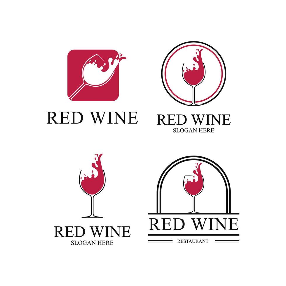 set of collection wine glass logo design with splash concept vector