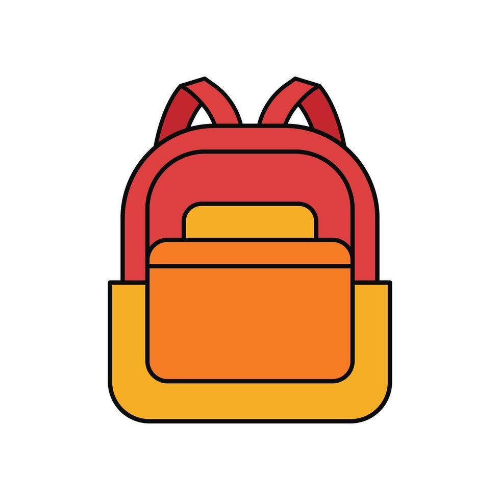 school bag icon backpack flat design template vector