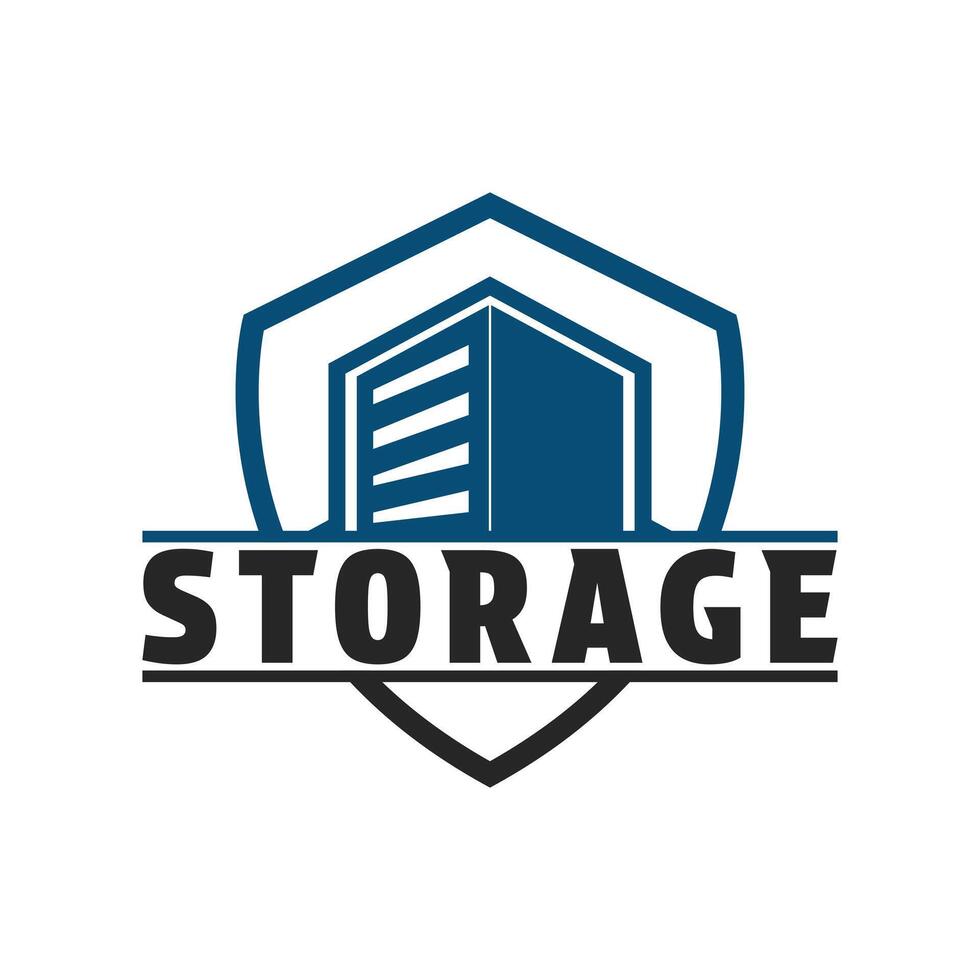 storage garage logo design concept creative idea with shield vector