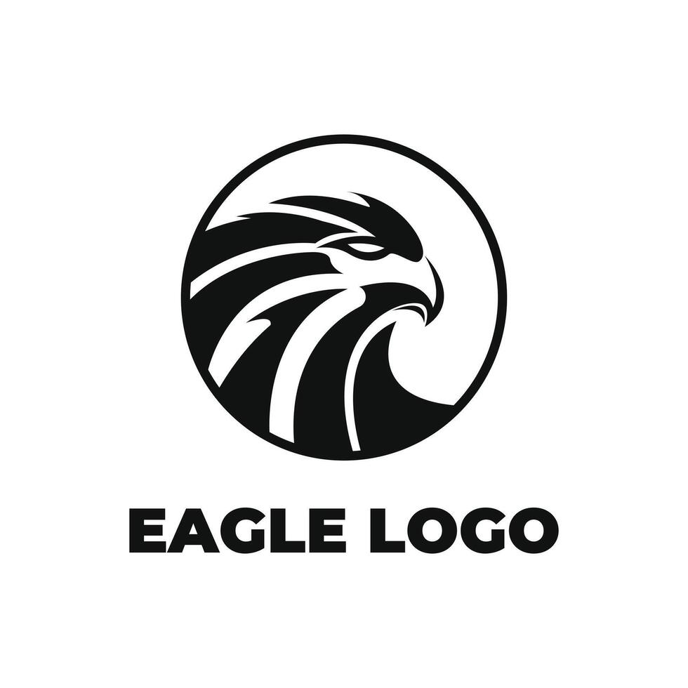 eagle head logo design concept idea with label circle vector